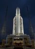<strong>Ariane Vol 213</strong><br />5 juin 2013, Ariane 5 en zone de lancement, avec à son bord l'ATV Albert Einstein.
Copyright 2013 ESA - CNES - ARIANESPACE / Photo optique vidéo CSG Photo : JM Guillon